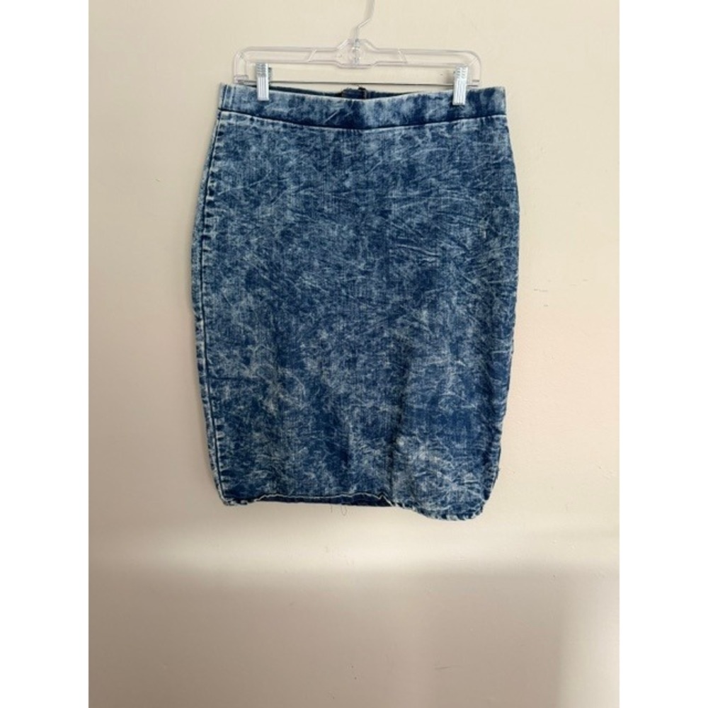 Charlotte Russe Plus Acid Wash Denim Pencil Skirt Blue High Waist Size 1X